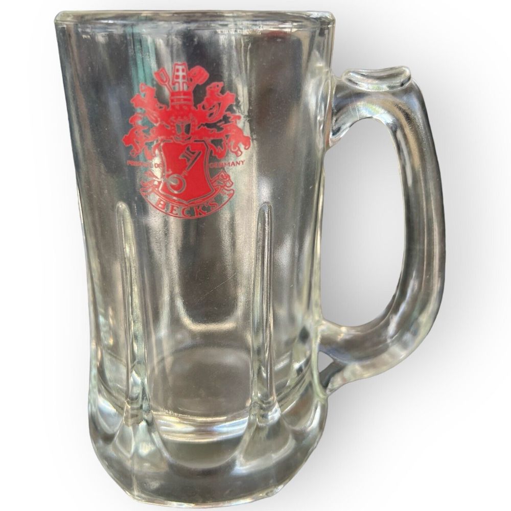 12oz Beck's Germany Glass Beer Mug Heavy Pub Glass Fast Same Day Shipping